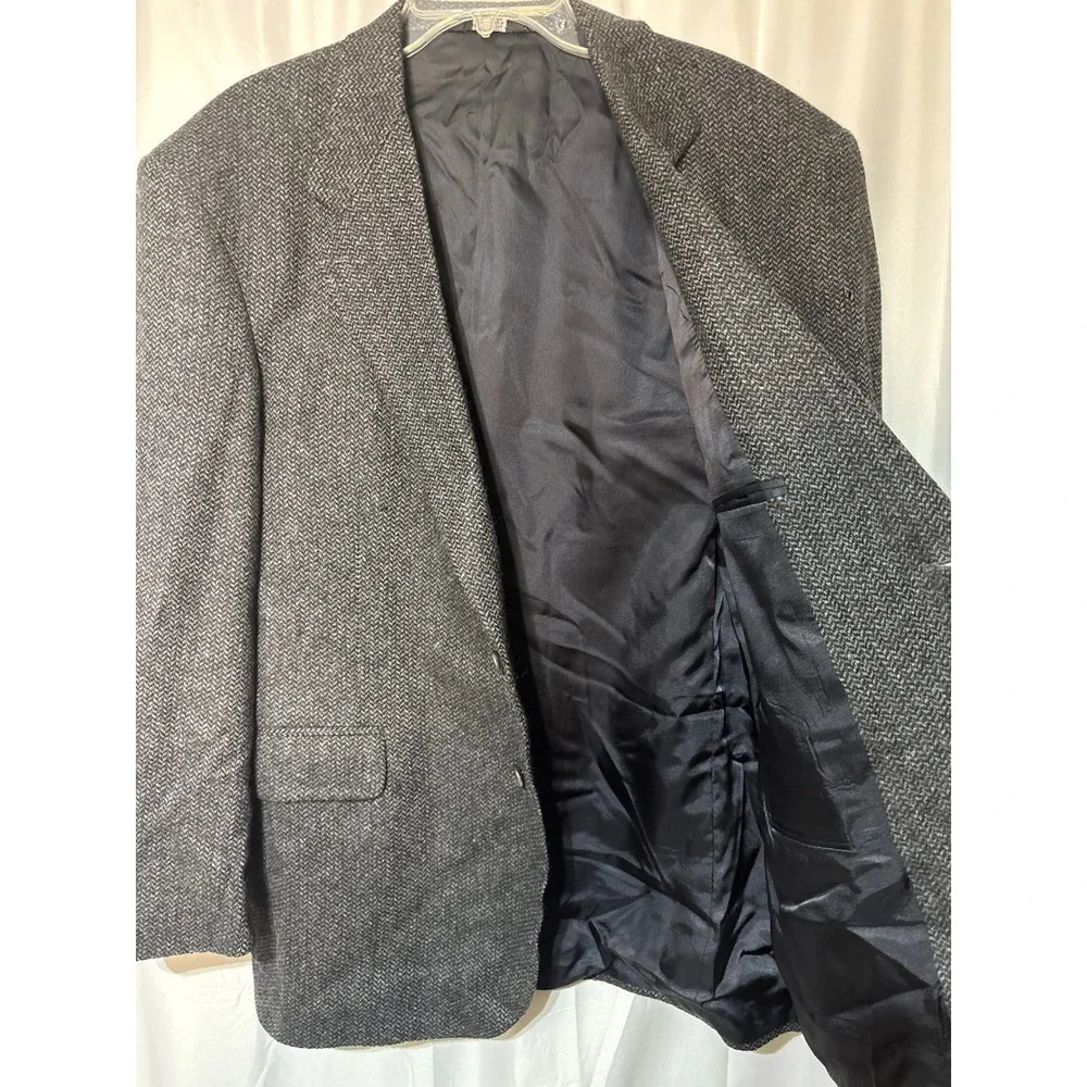 Barry's Mens Gray Herringbone Wool Blend Blazer Sport‎ Coat Size L